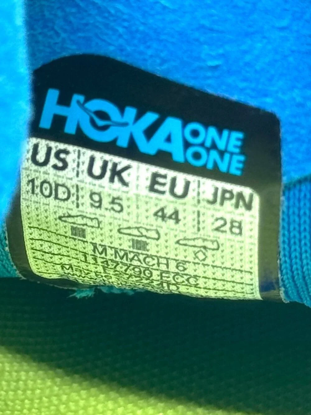 Hoka Mach 6 Mens Running Shoes Size 10 D Blue GUC Activewear 1147790-ECC